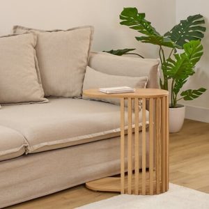 blonde slatted end table 50x56cm
