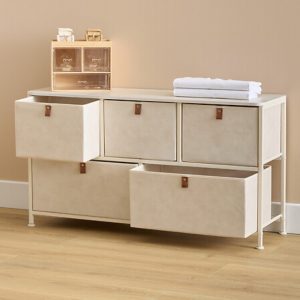 beige 5 canvas drawer unit 100x55x30cm