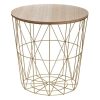 kumi gold wire storage table wood lid 40x41cm