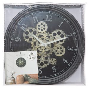 mely gears black wall clock d37cm