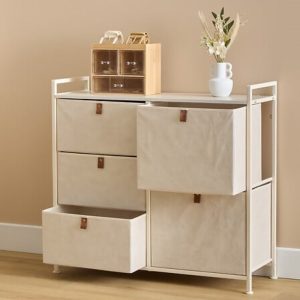beige 5 canvas drawer unit 100x55x30cm