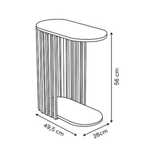 blonde slatted end table 50x56cm