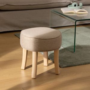 adriel beige velvet foot stool d35cm