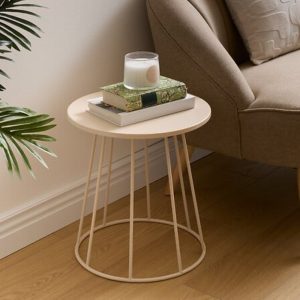 latte beige round side table d38xh42cm