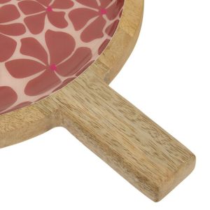 mango wood server red flower 40x30cm