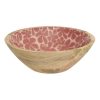 mango wood salad bowl flower design inner d30cm