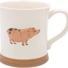 pig embossed pottery mug