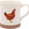 hen embossed pottery mug