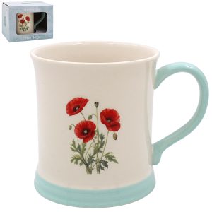 poppy embossed pottery mug