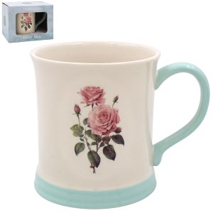 rose embossed pottery mug
