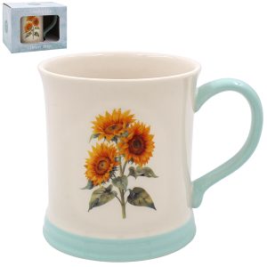 sunflower embossed pottery mug