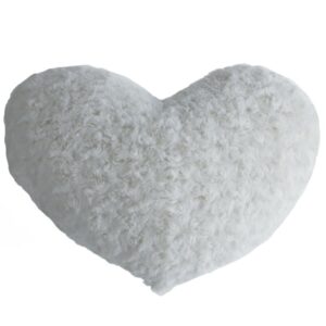 soft boucle white heart cushion h28xw42cm