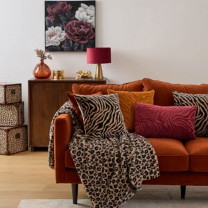 tiger print velvet filled cushion 40x40cm