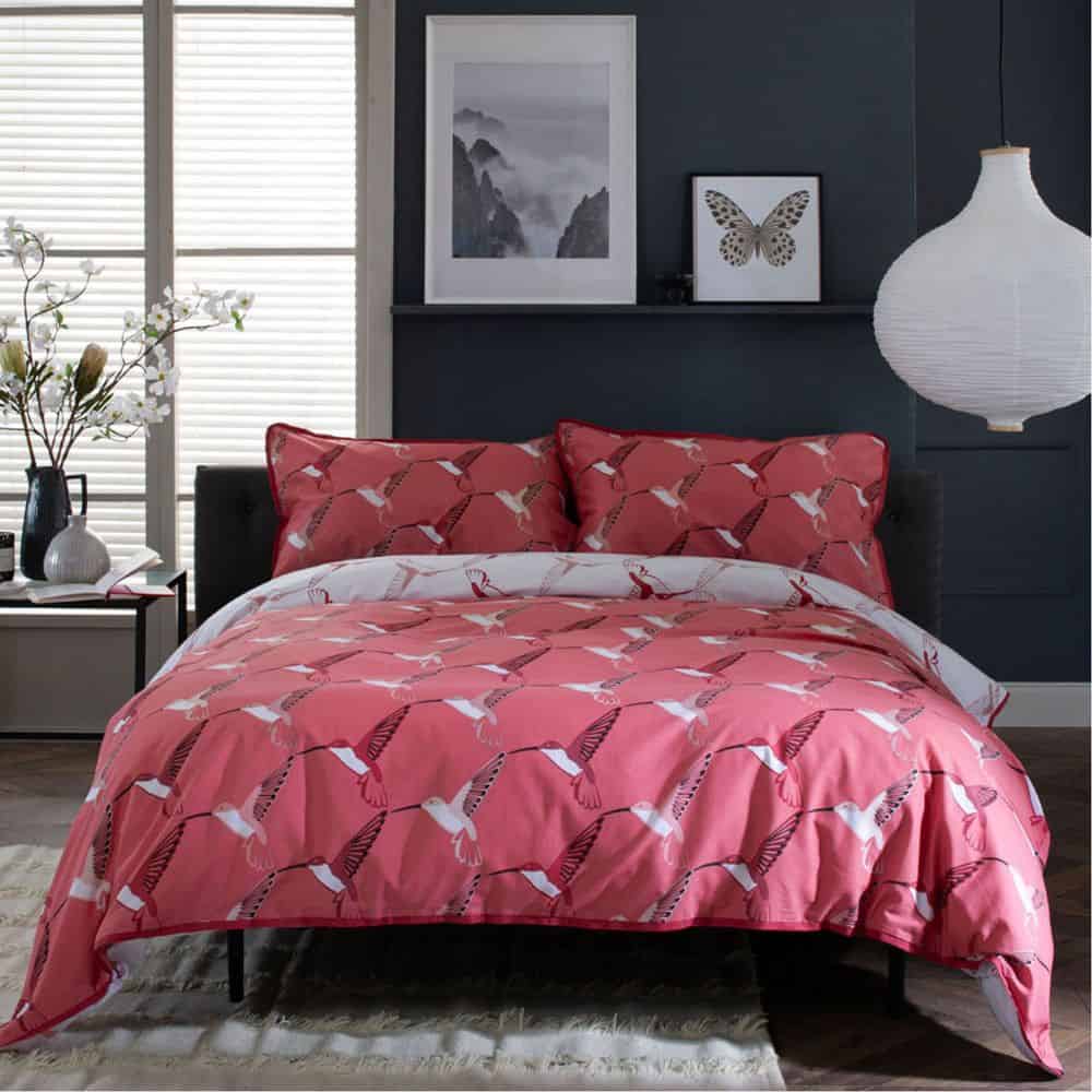 Deyong Hummingbird Coral Duvet Set