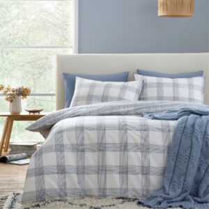 marlow check blue king duvet set