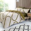 linear curve geometric olive duvet set