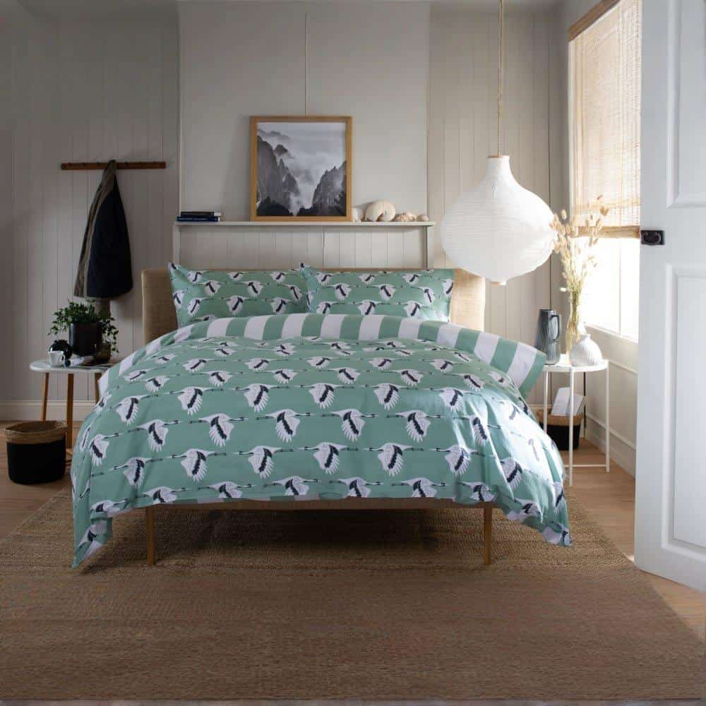 deyong sedge green cotton duvet set