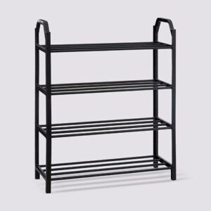 black metal and plastic 8 pair shoe rack 64x50cm