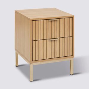 2 Drawer Tasso Bedside Table Natural 52x40x40cm