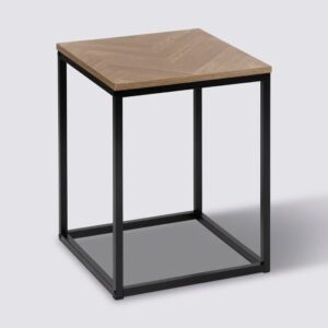 chevrons wood and metal side table 50x40x40cm