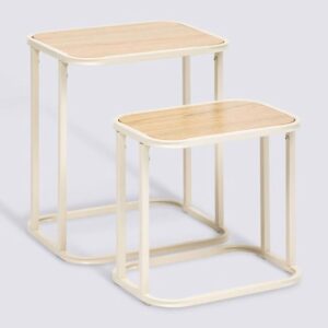 set of 2 curvy nesting coffee tables beige