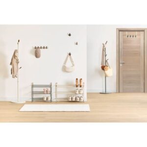 5 hook wall fixture beige metal and wood l40cm