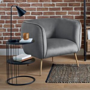2 tier black metal round side table h52 x w36cm