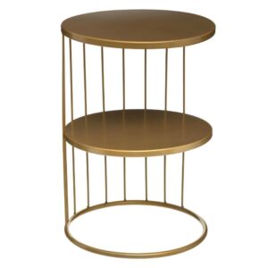 2 tier gold metal round side table h52 x w36cm