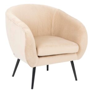 solaro beige pleated velvet arm chair 75x78cm