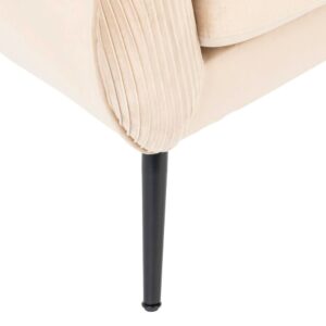 solaro beige pleated velvet arm chair 75x78cm