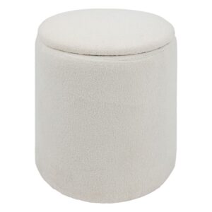white boucl storage pouffe h37xw35cm