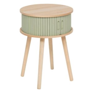 sage and wood rnd storage side table h54 x d40 cm