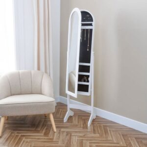 emily white wood jewellery mirror 38x158cm