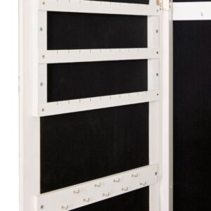 emily white wood jewellery mirror 38x158cm