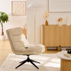 harper beige corduroy swivel chair