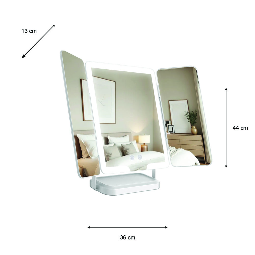 hollywood rechargeable folding mirror 44x36cm