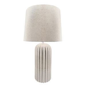 sloane white ceramic cylinder lamp ridged h41cm