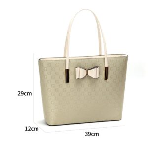 cream tote handbag with bow detail