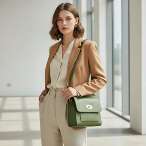 green satchel crossbody 25x26cm