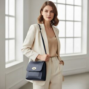 navy satchel style crossbody 26x25x8cm
