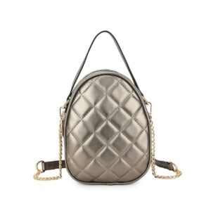 quilted egg bag in silver grey 19x14x9cm