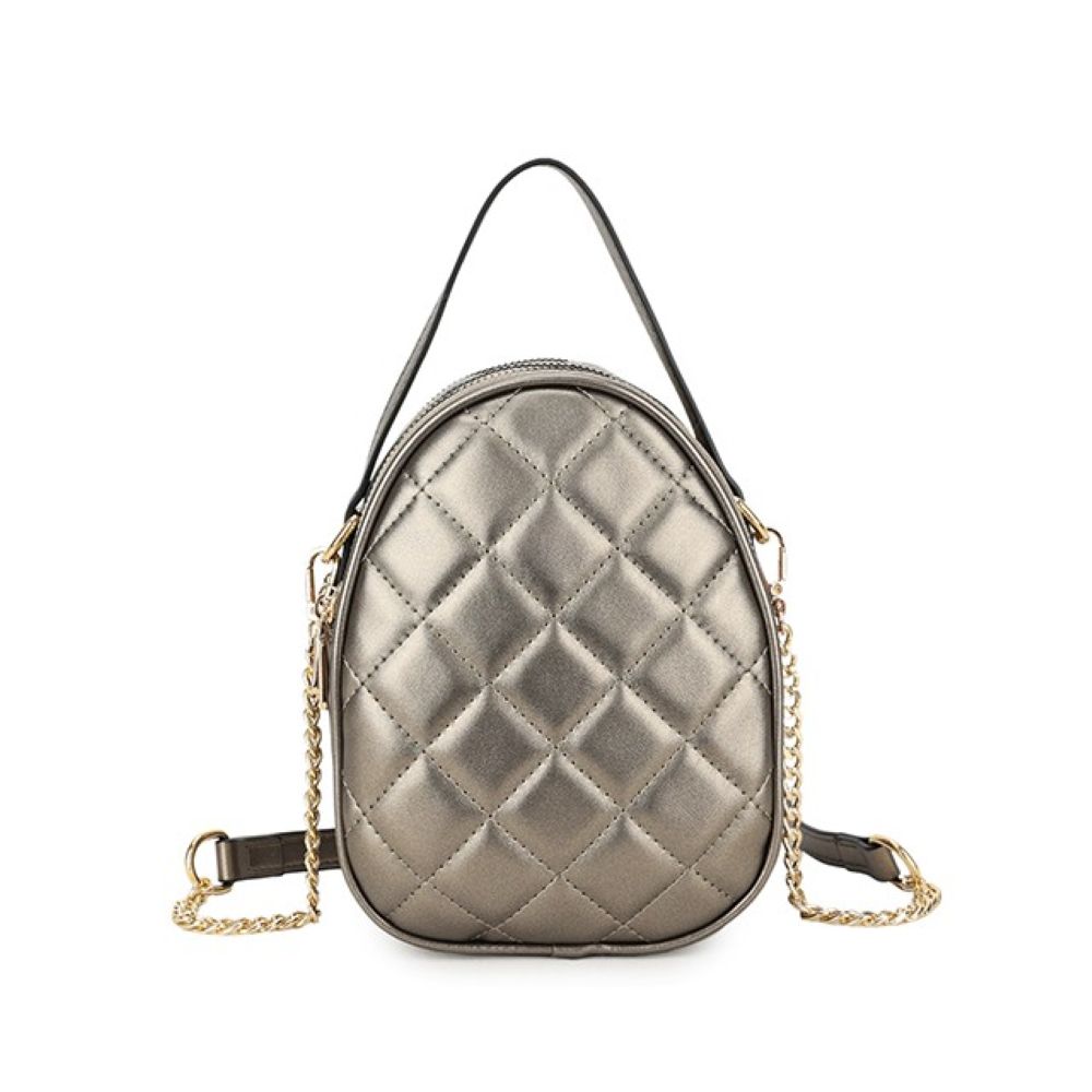 quilted egg bag in silver grey 19x14x9cm