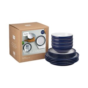 denby elements tableware set 12 piece dark blue