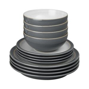 denby elements tableware set 12 piece fossil grey