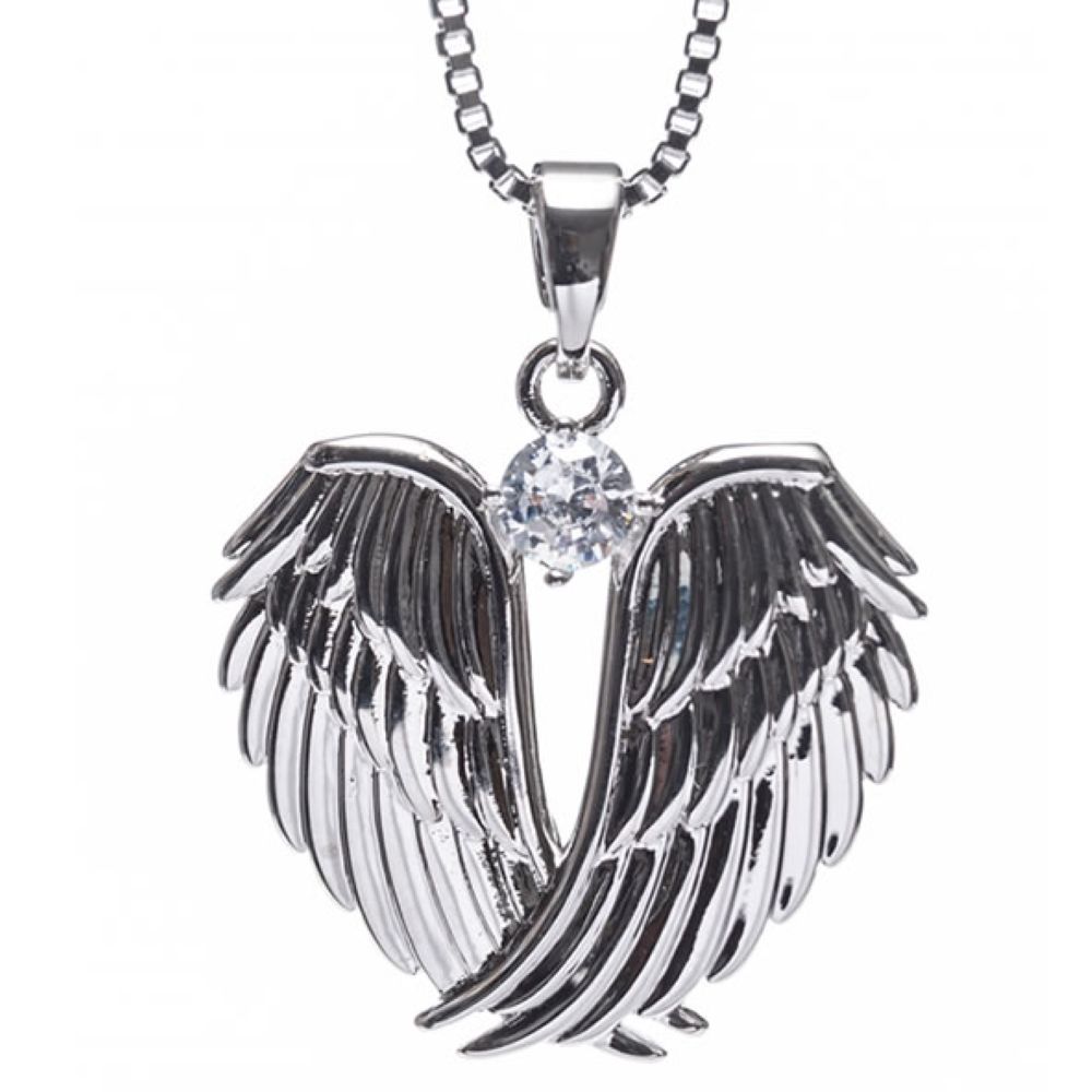 silver angel wings pendant