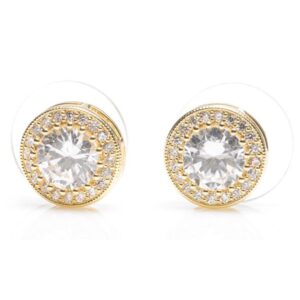 gold large white stone earrings