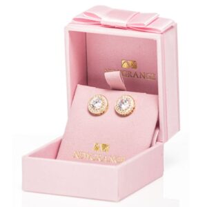 gold large white stone earrings