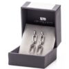 silver diamond square earrings pair