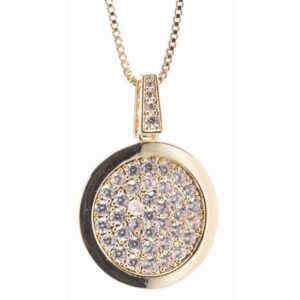 gold diamante round pendant