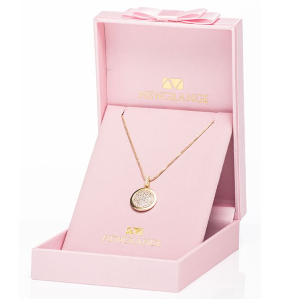 gold diamante round pendant